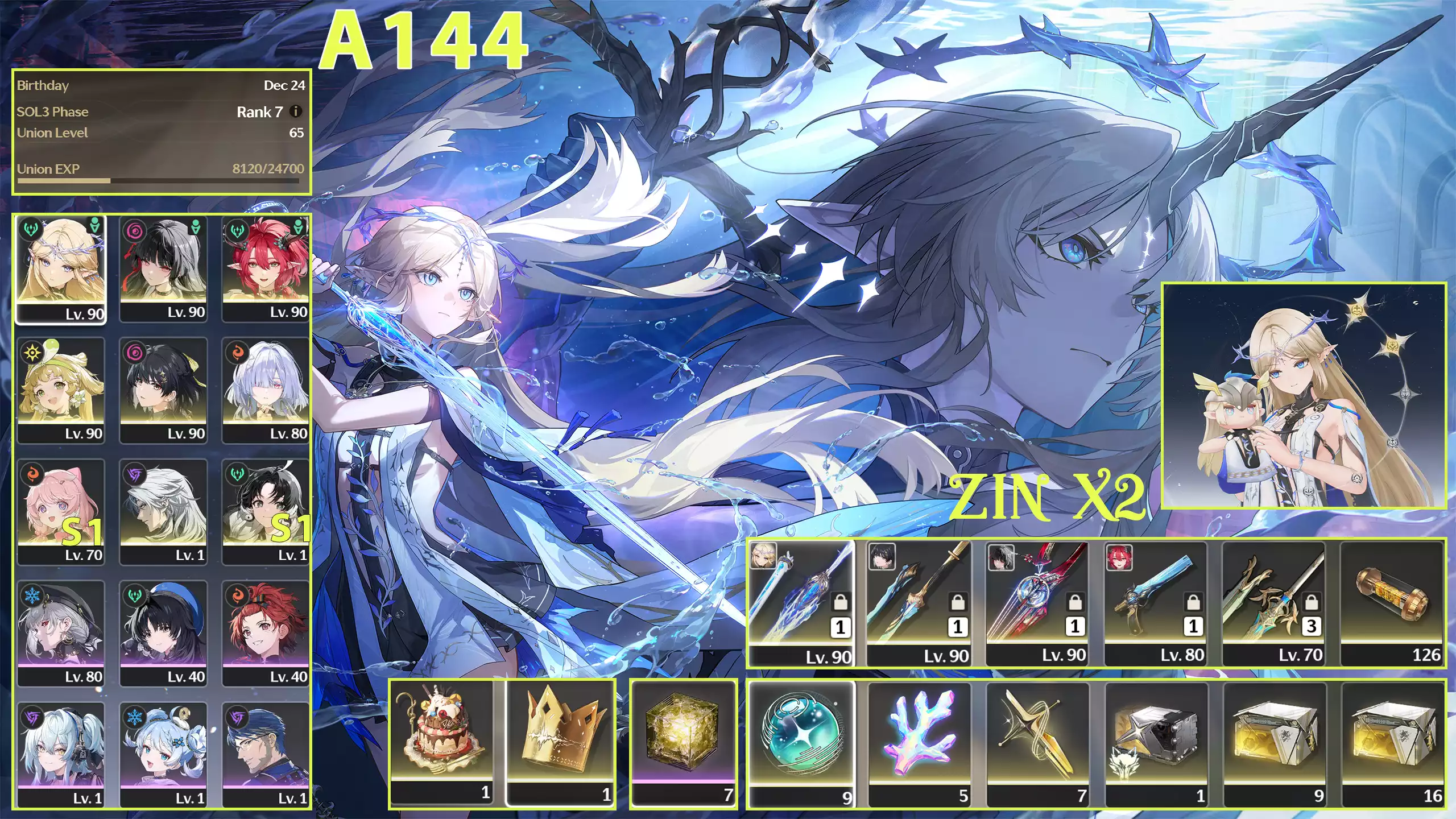 Cartethyia C2R1 + Chisa C0R1 + Ciaccona C0 + Mornye C0